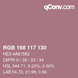 Farbcode: RGB 168 117 130 | qconv.com