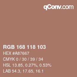 Farbcode: RGB 168 118 103 | qconv.com