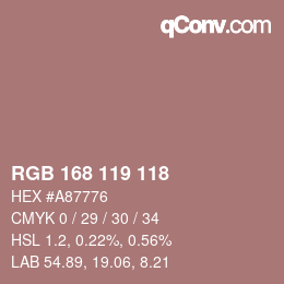 颜色代码: RGB 168 119 118 | qconv.com