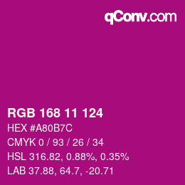 Color code: RGB 168 11 124 | qconv.com