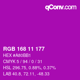 Farbcode: RGB 168 11 177 | qconv.com