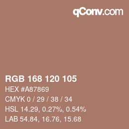 カラーコード: RGB 168 120 105 | qconv.com