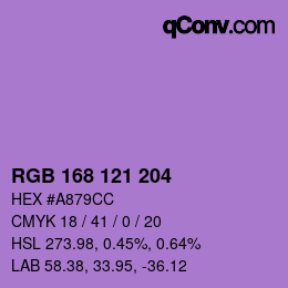 Farbcode: RGB 168 121 204 | qconv.com