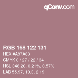 颜色代码: RGB 168 122 131 | qconv.com