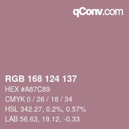 カラーコード: RGB 168 124 137 | qconv.com