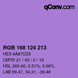 Color code: RGB 168 124 213 | qconv.com