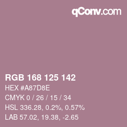 Color code: RGB 168 125 142 | qconv.com