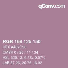 カラーコード: RGB 168 125 150 | qconv.com