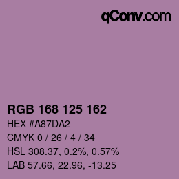 Color code: RGB 168 125 162 | qconv.com