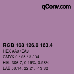 カラーコード: RGB 168 126.8 163.4 | qconv.com