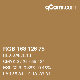 カラーコード: RGB 168 126 75 | qconv.com