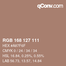 Farbcode: RGB 168 127 111 | qconv.com