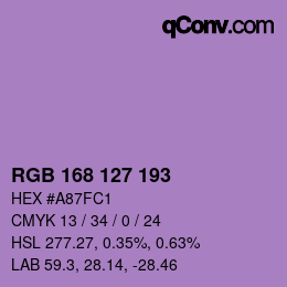 Color code: RGB 168 127 193 | qconv.com