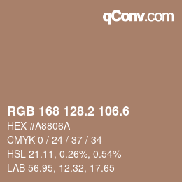 カラーコード: RGB 168 128.2 106.6 | qconv.com