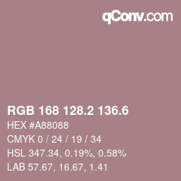 カラーコード: RGB 168 128.2 136.6 | qconv.com