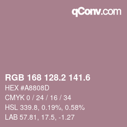 カラーコード: RGB 168 128.2 141.6 | qconv.com