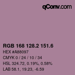 カラーコード: RGB 168 128.2 151.6 | qconv.com