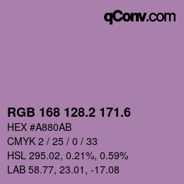 カラーコード: RGB 168 128.2 171.6 | qconv.com