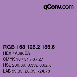 カラーコード: RGB 168 128.2 186.6 | qconv.com