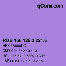 カラーコード: RGB 168 128.2 221.6 | qconv.com