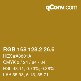 カラーコード: RGB 168 128.2 26.6 | qconv.com