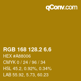 カラーコード: RGB 168 128.2 6.6 | qconv.com