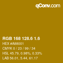 カラーコード: RGB 168 128.6 1.6 | qconv.com