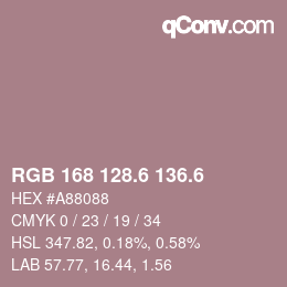 カラーコード: RGB 168 128.6 136.6 | qconv.com