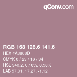 カラーコード: RGB 168 128.6 141.6 | qconv.com