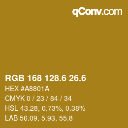 カラーコード: RGB 168 128.6 26.6 | qconv.com