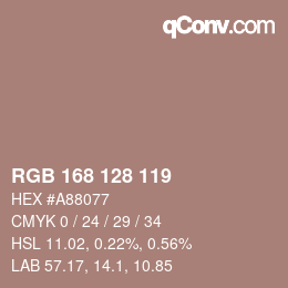 Código de color: RGB 168 128 119 | qconv.com