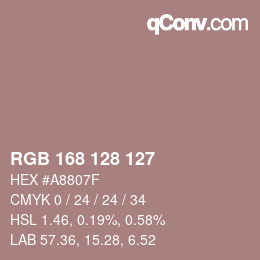 Farbcode: RGB 168 128 127 | qconv.com