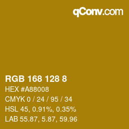 Color code: RGB 168 128 8 | qconv.com