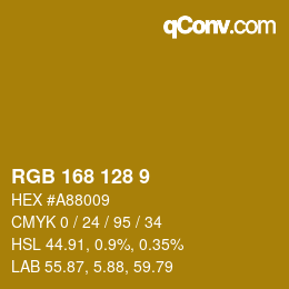 Color code: RGB 168 128 9 | qconv.com