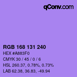 カラーコード: RGB 168 131 240 | qconv.com