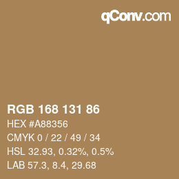 カラーコード: RGB 168 131 86 | qconv.com