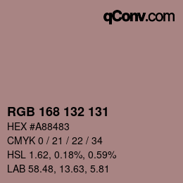 颜色代码: RGB 168 132 131 | qconv.com