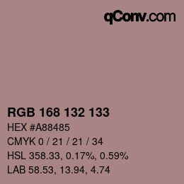 Color code: RGB 168 132 133 | qconv.com
