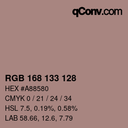 Farbcode: RGB 168 133 128 | qconv.com