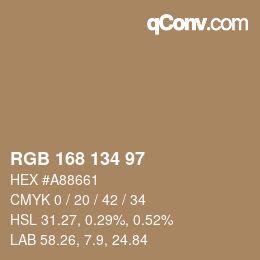 Farbcode: RGB 168 134 97 | qconv.com