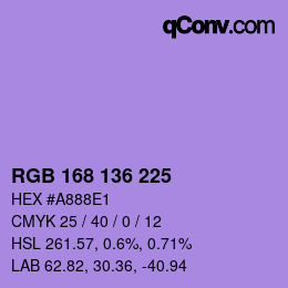 Color code: RGB 168 136 225 | qconv.com