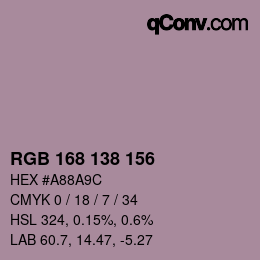 Farbcode: RGB 168 138 156 | qconv.com