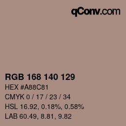 Farbcode: RGB 168 140 129 | qconv.com