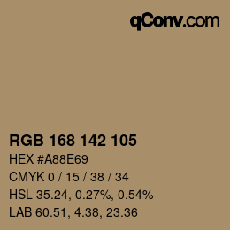 カラーコード: RGB 168 142 105 | qconv.com