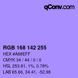 Color code: RGB 168 142 255 | qconv.com