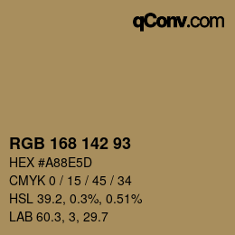 Código de color: RGB 168 142 93 | qconv.com