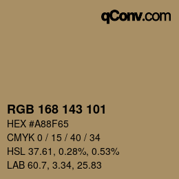 Code couleur: RGB 168 143 101 | qconv.com