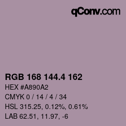 カラーコード: RGB 168 144.4 162 | qconv.com