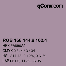 カラーコード: RGB 168 144.8 162.4 | qconv.com