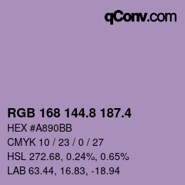 カラーコード: RGB 168 144.8 187.4 | qconv.com